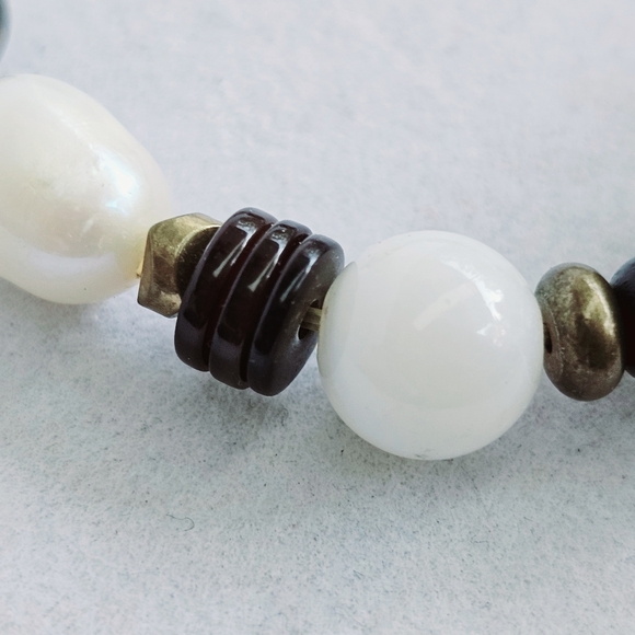 Silpada Stretch Bracelet with Pearls, Brass, Wood, and Gems - Picture 10 of 14